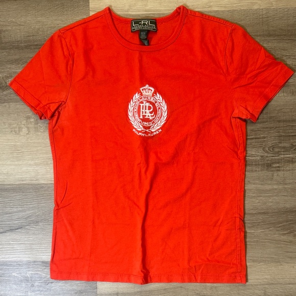 Lauren Ralph Lauren Tops - Vintage Lauren Ralph Lauren 100% Cotton Orange Embroidered T-Shirt